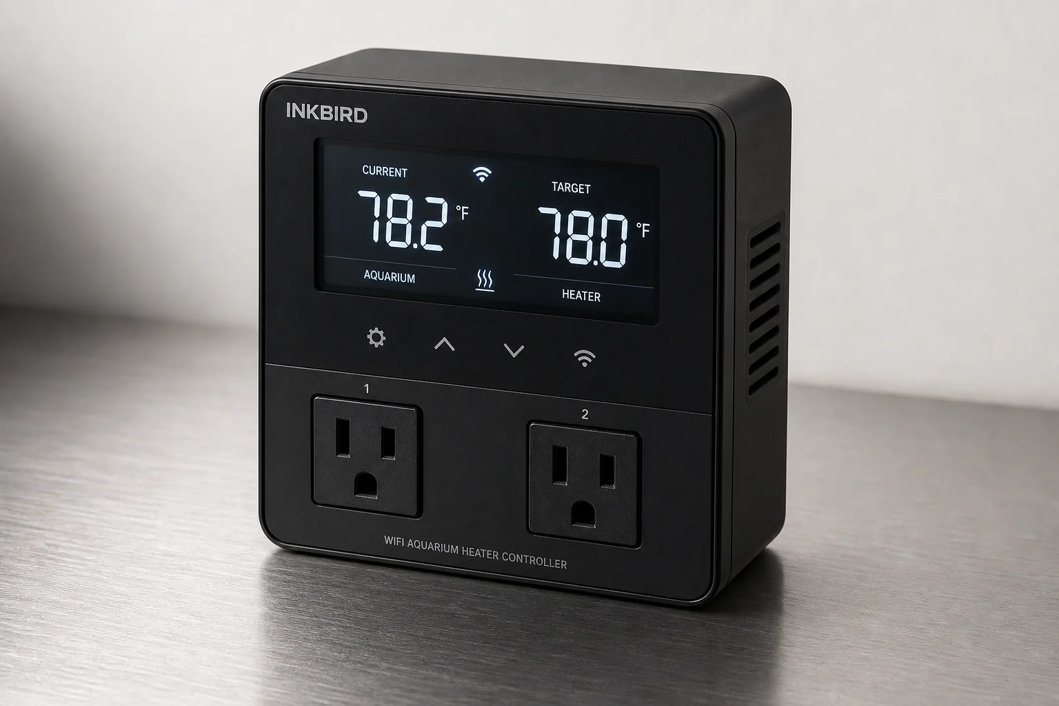 InkBird Wifi Aquarium Heater Controller with digital display and dual power outlets
