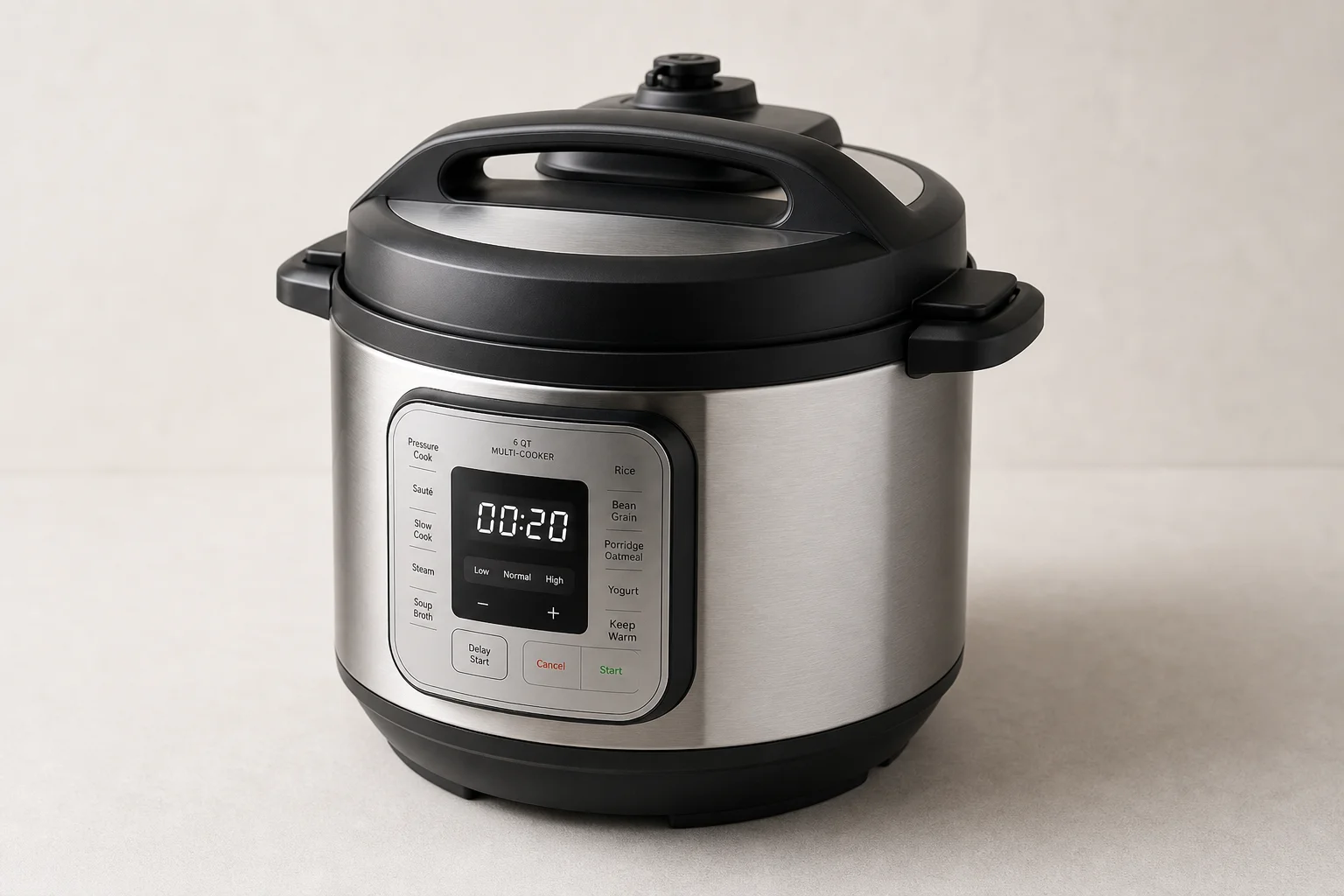 五款不同尺寸的 Instant Pot 擺放在混凝土表面上