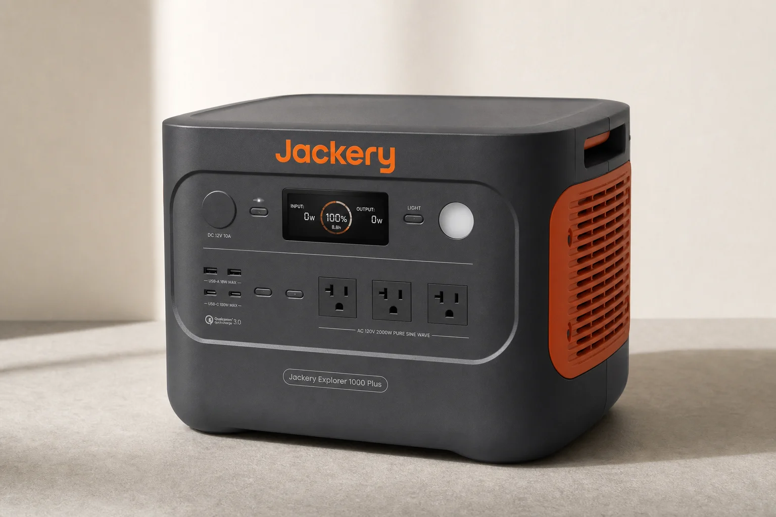 Collection of portable power stations from compact to large capacity models on concrete