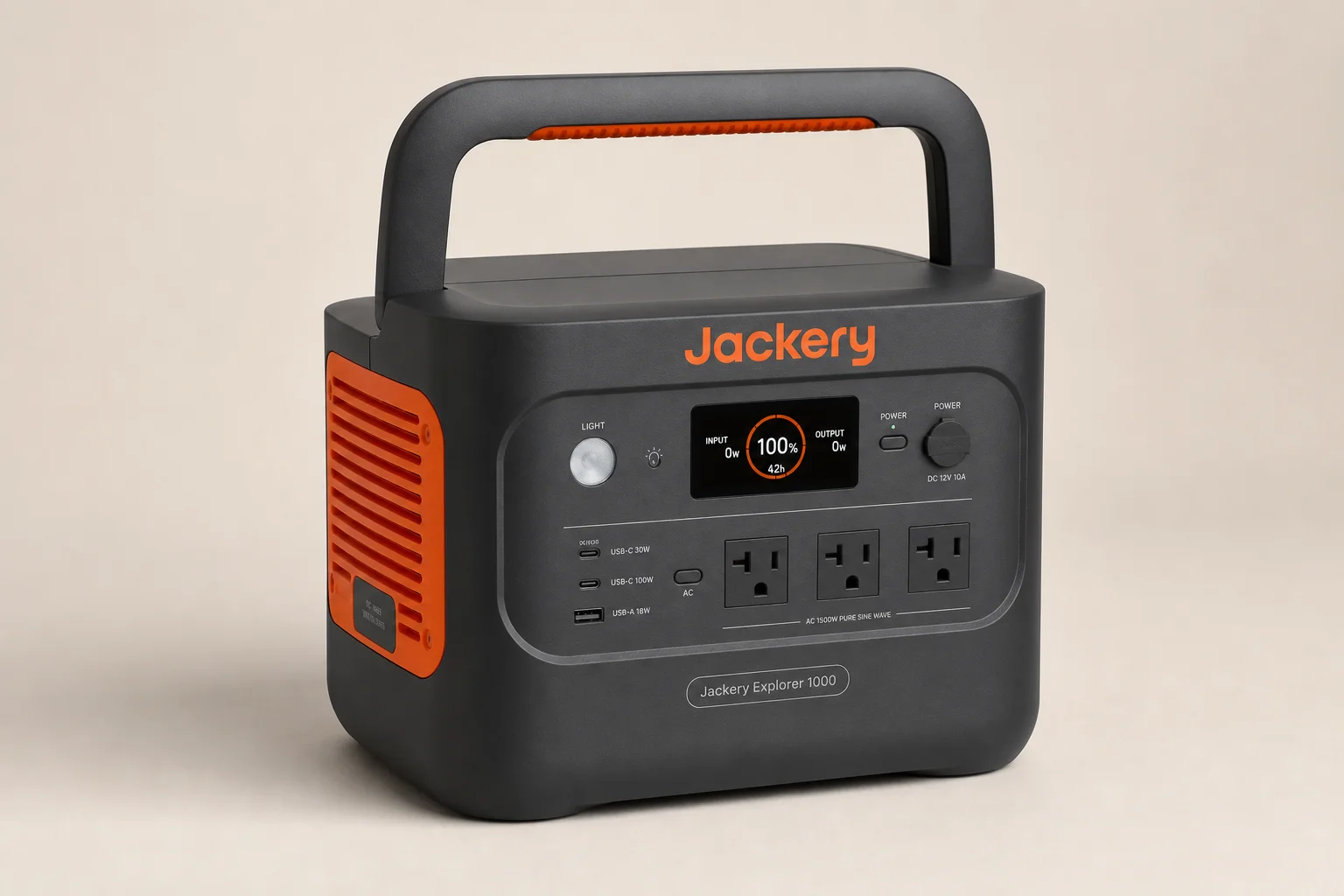 Collection of portable power stations from compact to large capacity models on concrete