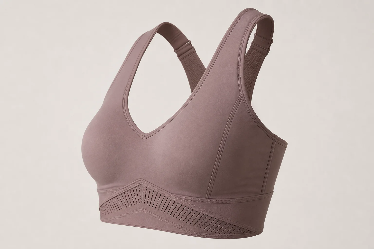 Collection of 12 high-impact sports bras in various styles and colors on neutral backdrop