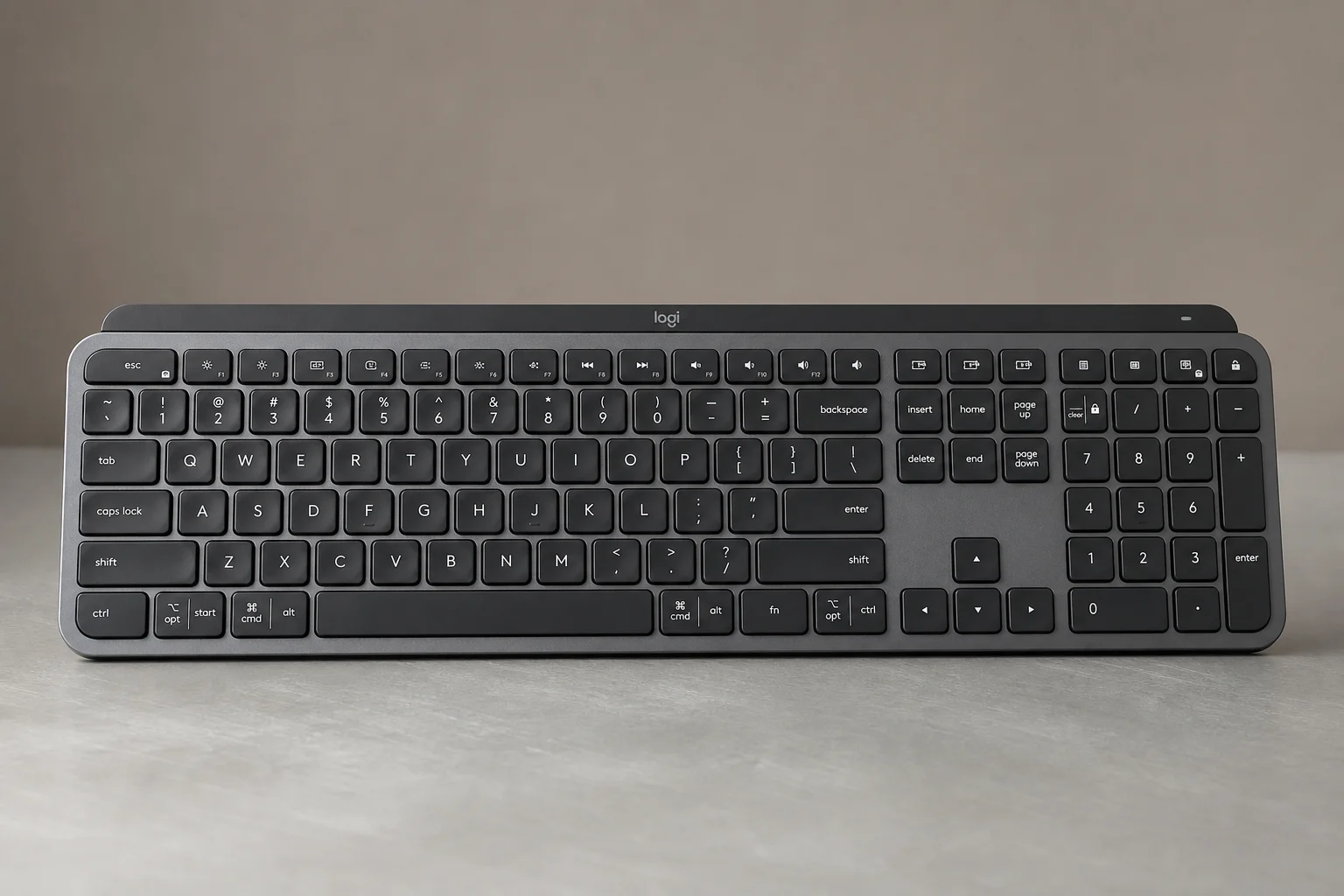 Logitech MX Master 3S mouse and MX Keys keyboard on a minimalist desk