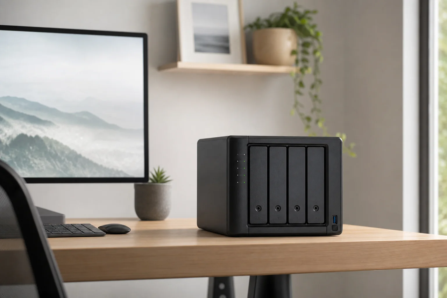 家庭辦公室中具備多個硬碟槽的網路儲存裝置 (NAS)