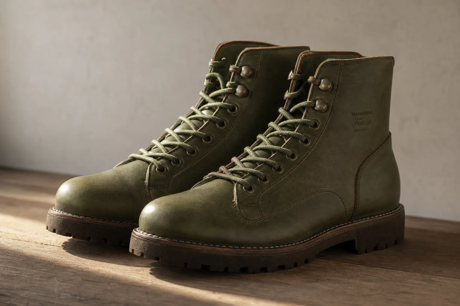 Collection of diverse winter boots arranged on concrete surface
