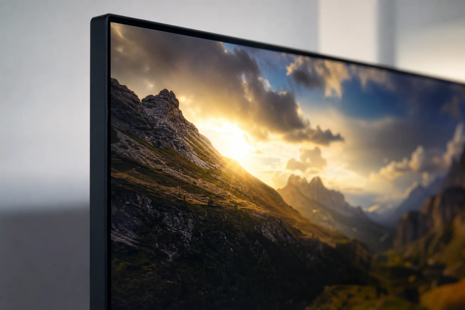 螢幕顯示 HDR 內容的特寫，呈現出明亮與陰暗區域的對比