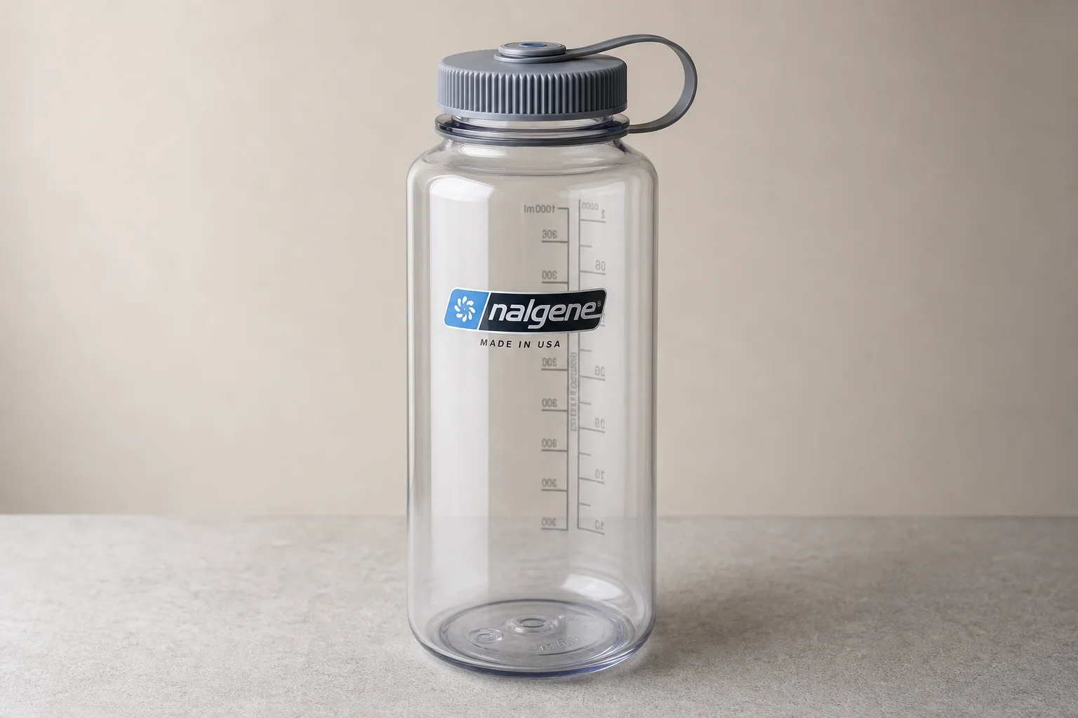 Hiking water gear including bladder, bottles, filter, and reservoir arranged on neutral surface
