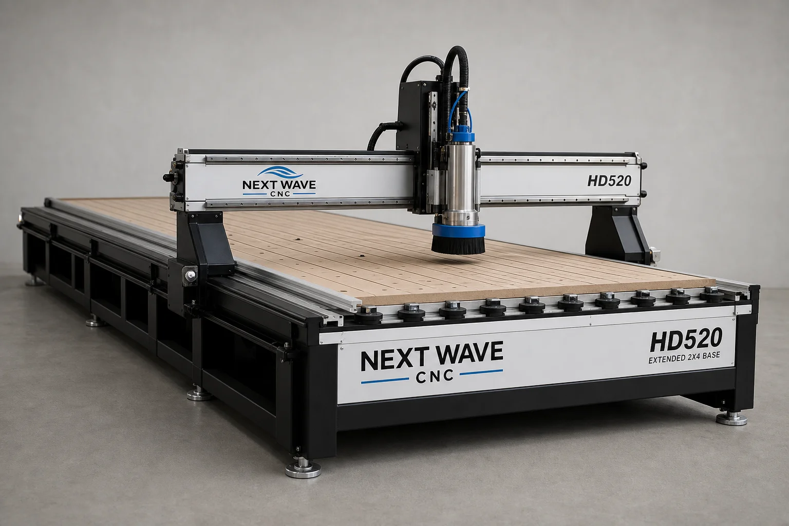 Collection of six CNC machines from Carbide 3D, NextWave CNC, and Onefinity displayed together