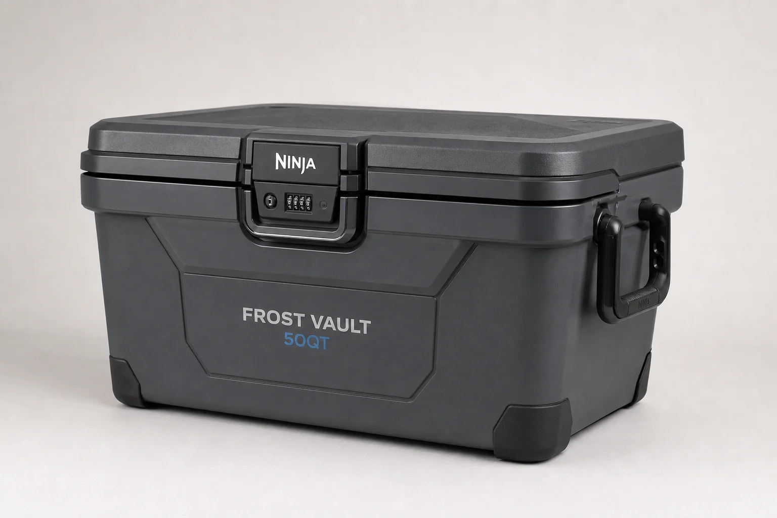 Five coolers arranged by size from smallest to largest on neutral backdrop