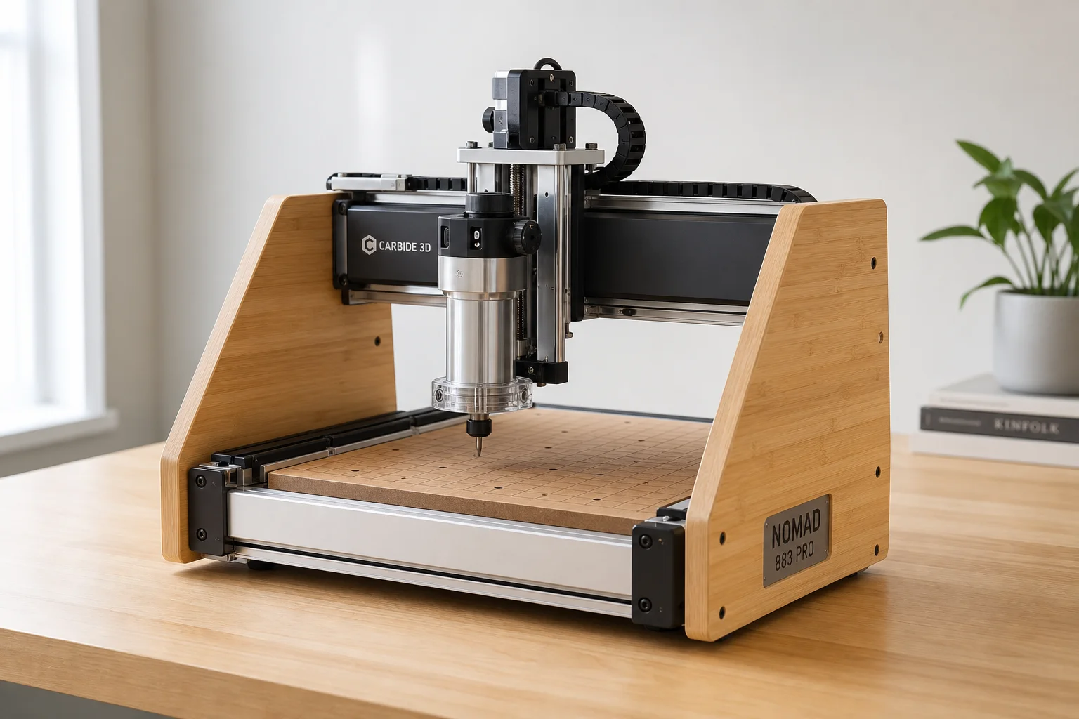 Collection of six CNC machines from Carbide 3D, NextWave CNC, and Onefinity displayed together