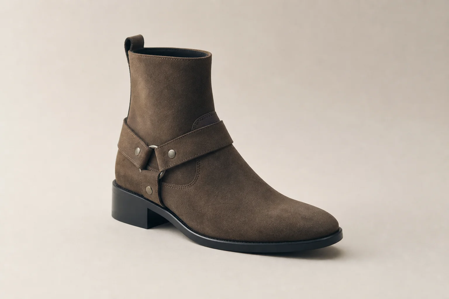 Collection of diverse winter boots arranged on concrete surface