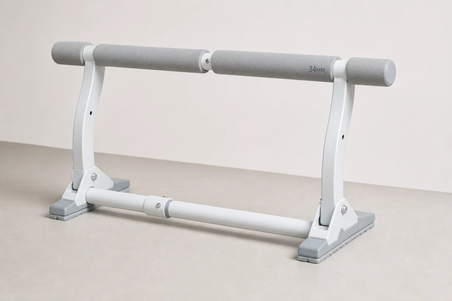 Ten doorway pull-up bars arranged in three categories on a grey surface