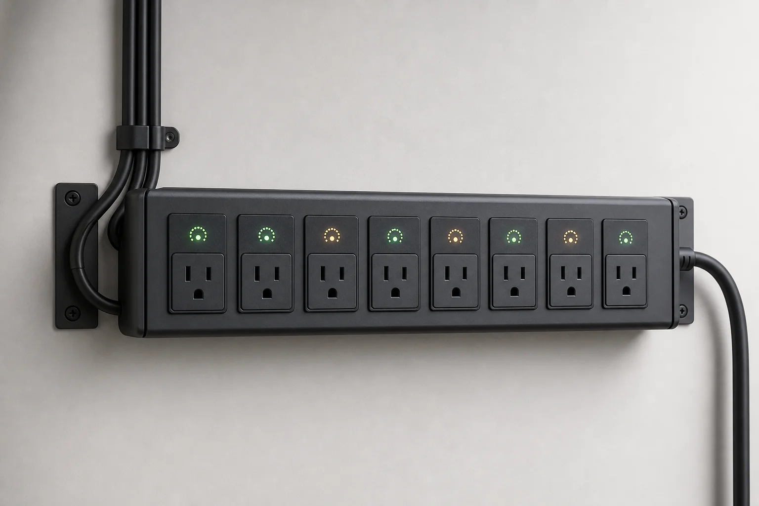 Smart power management outlet strip with indicator lights