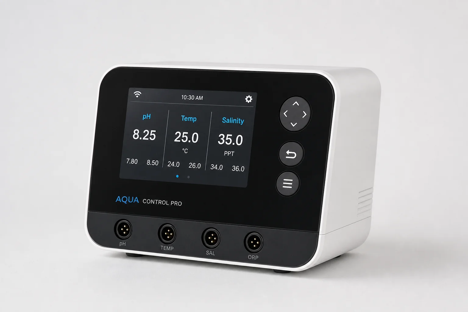 ReefControl aquarium controller with digital display on neutral background