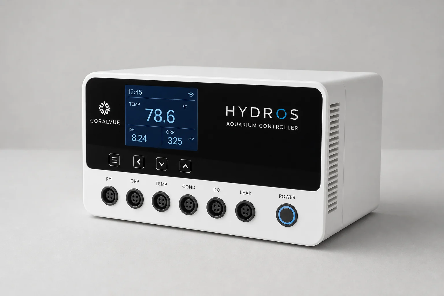 ReefControl aquarium controller with digital display on neutral background