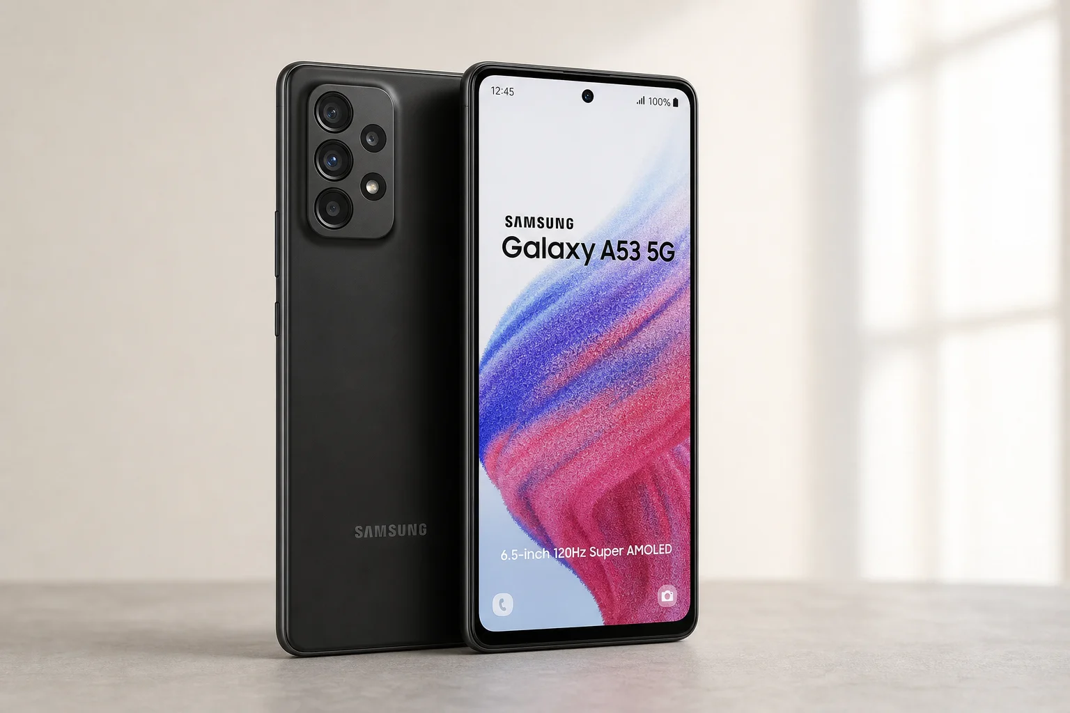 Cinq smartphones disposés sur du béton montrant leurs modules photo et leurs designs