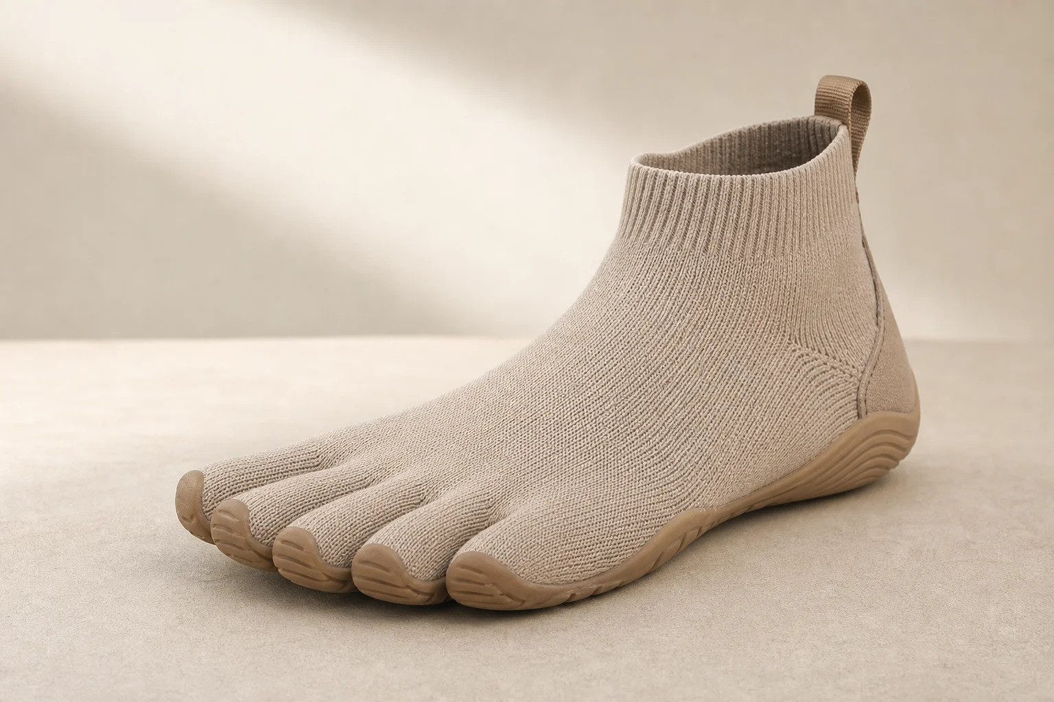 Collection of barefoot shoes from multiple brands displayed on neutral backdrop