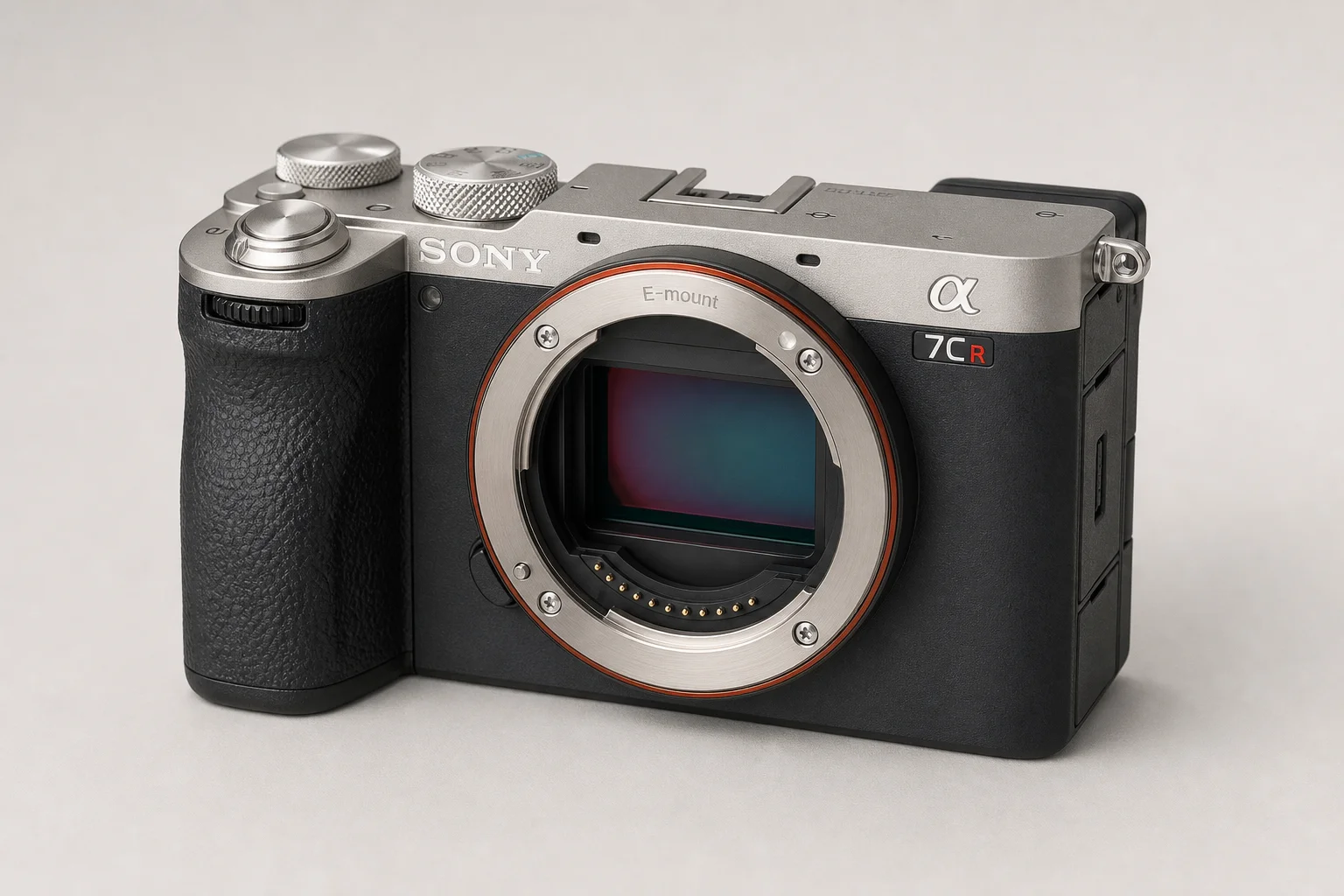 Complete Sony A7CR street photography camera setup with lens, accessories, and vintage strap