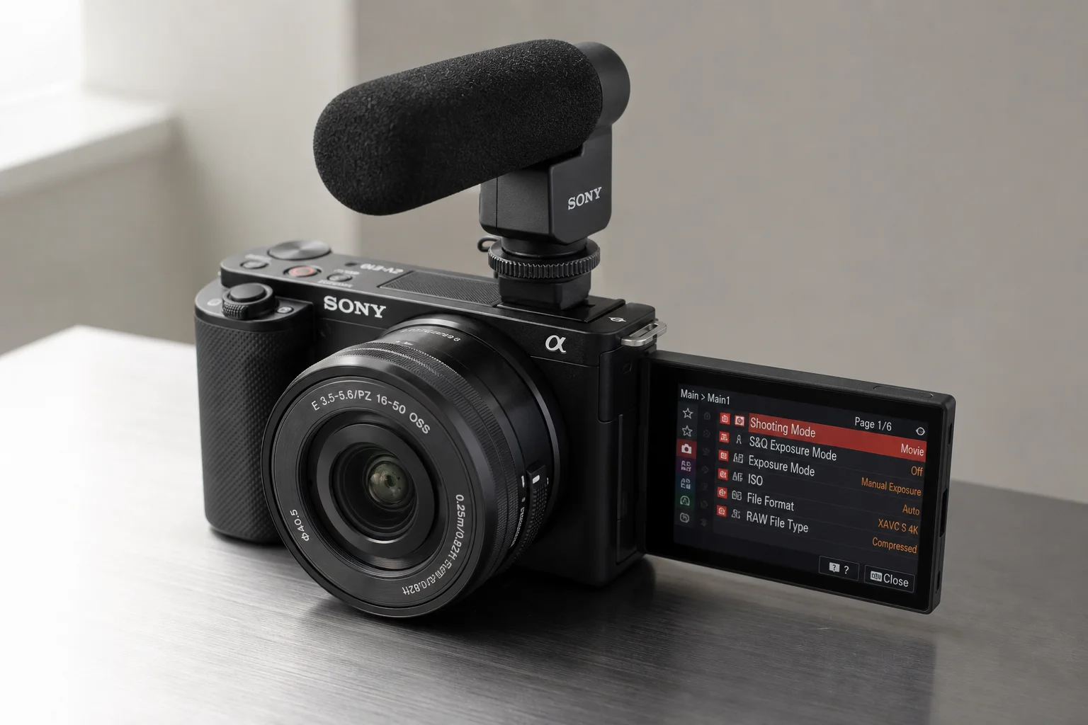 Five mirrorless cameras arranged on neutral backdrop: Sony ZV-E10, Olympus OM-D E-M10 Mark IV, OM System OM-5, Sony Alpha 7C II, and Fujifilm X-T5