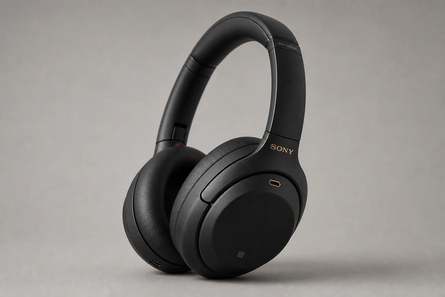 Three Sony headphone models arranged by price tier on concrete surface