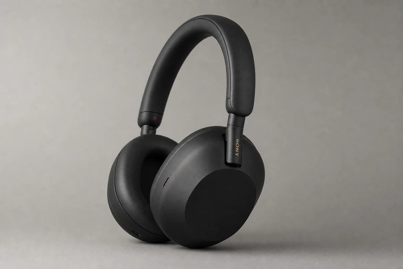 Three Sony headphone models arranged by price tier on concrete surface