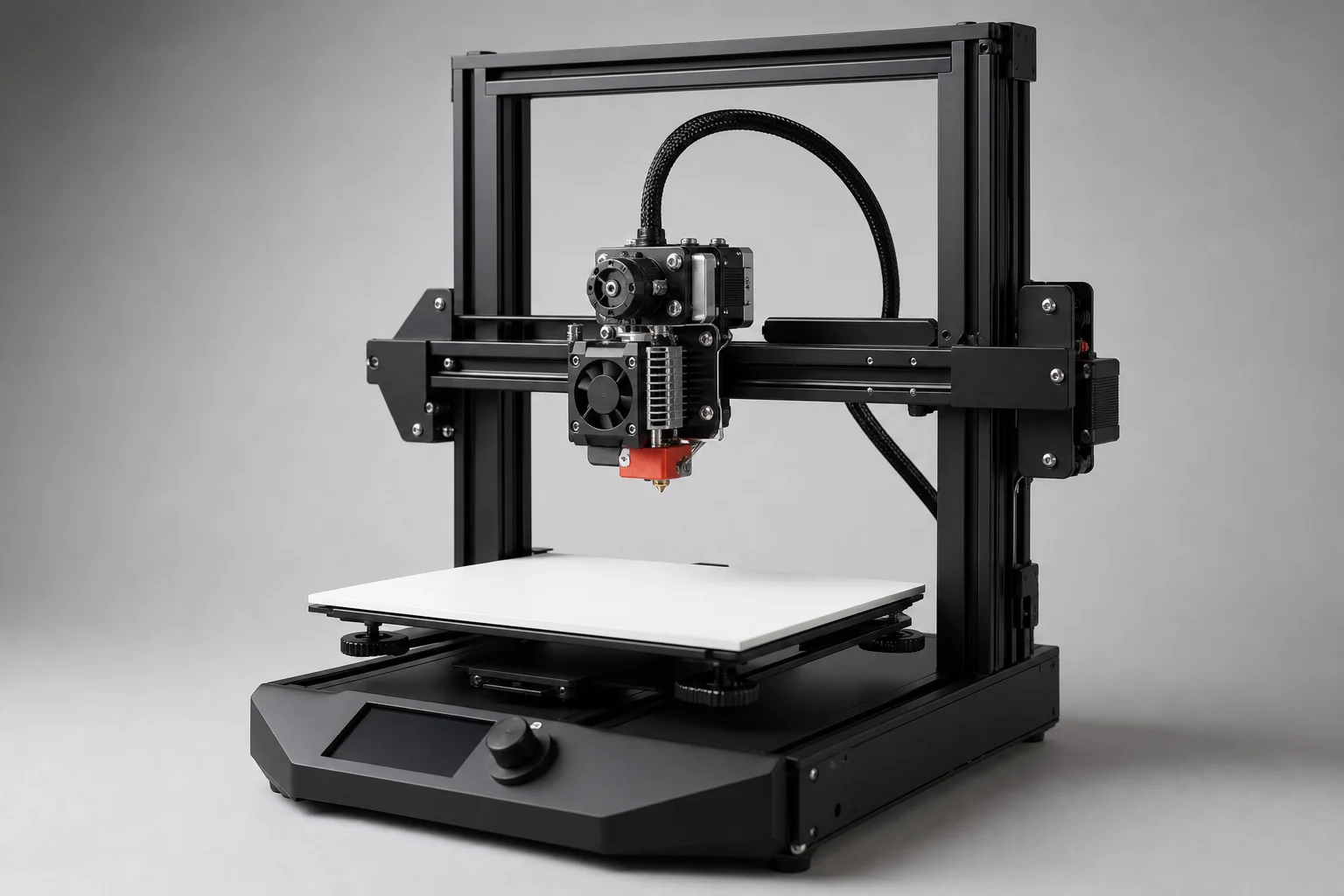 Nine bobine di filamento per stampanti 3D disposte su una superficie in cemento che mostrano vari materiali e finiture