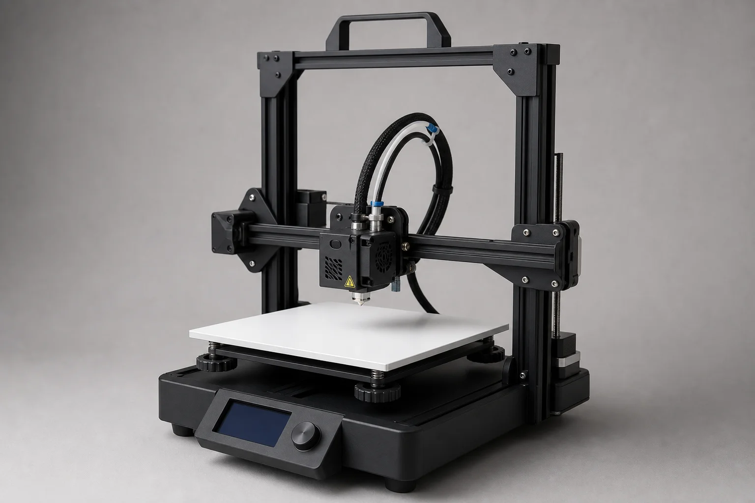 Nine bobine di filamento per stampante 3D disposte su una superficie in cemento che mostrano vari materiali e finiture