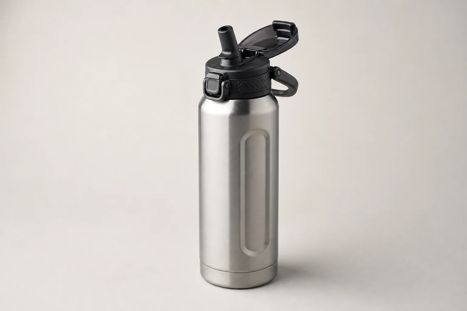 Five water bottles arranged on concrete surface from budget to premium options