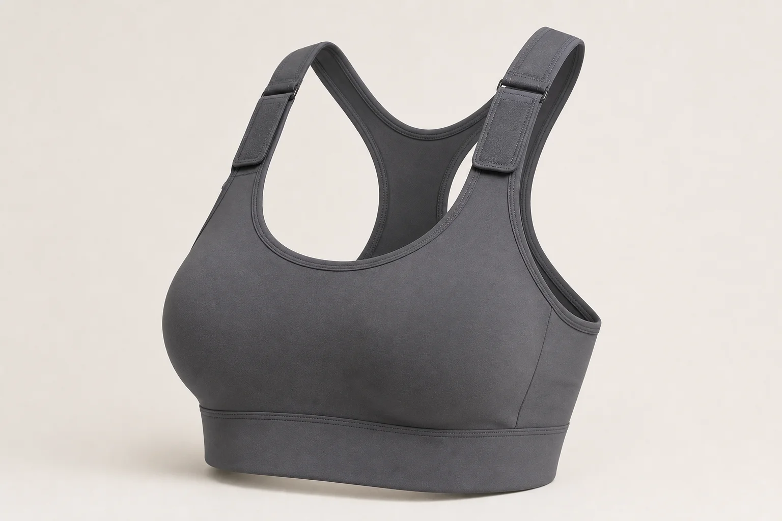 Collection of 12 high-impact sports bras in various styles and colors on neutral backdrop