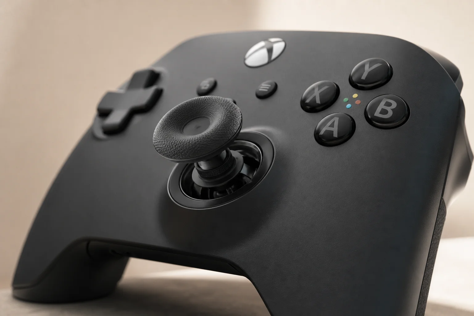 Gaming controller with analog joystick in neutral setting