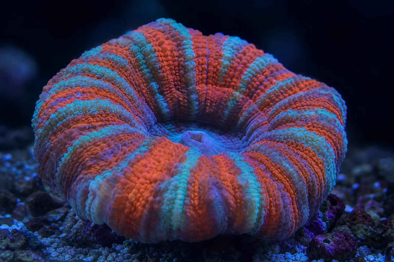 Large meaty scolymia coral with intricate polyp structure and thick skeleton visible
