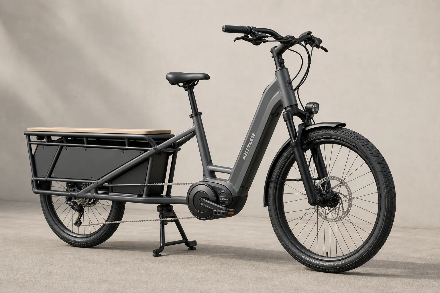 Urban Arrow Breeze longtail cargo e-bike with upright frame and rear cargo platform on neutral background
