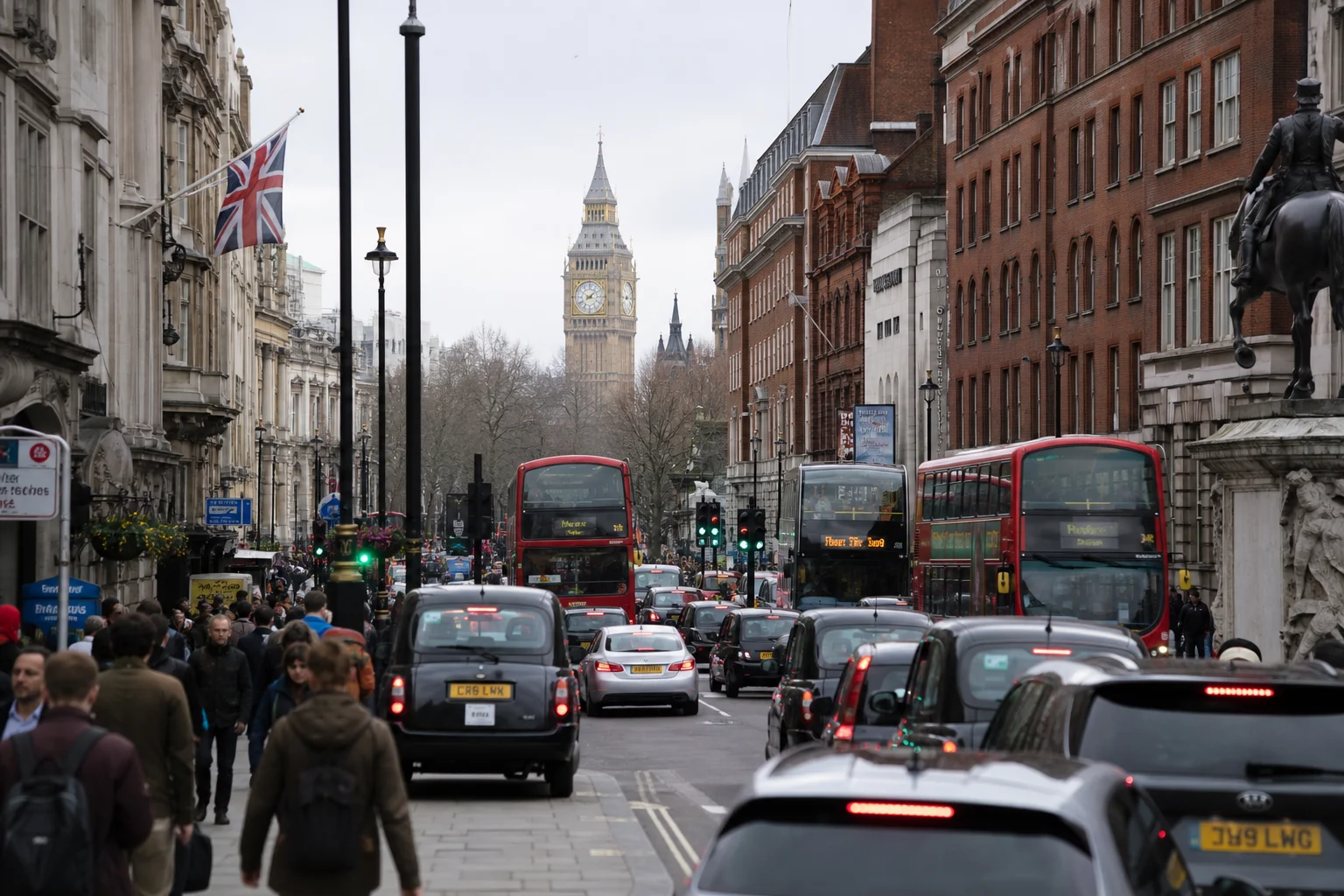 Busy urban street scene with traffic and buildings representing real-world interference environment
