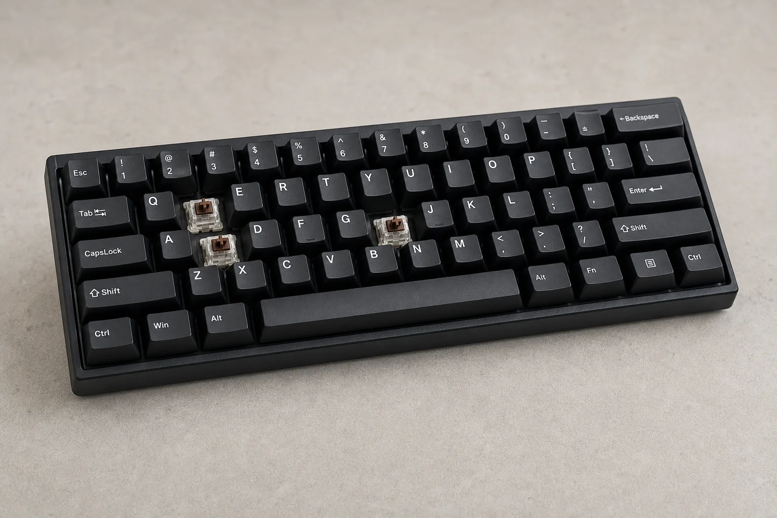 Eight budget and mid-range Hall Effect mechanical keyboards displayed on concrete surface